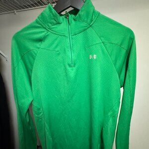 Under Armour Green 1/4 Zip Pullover Size L LG HeatGear Athletic Top
